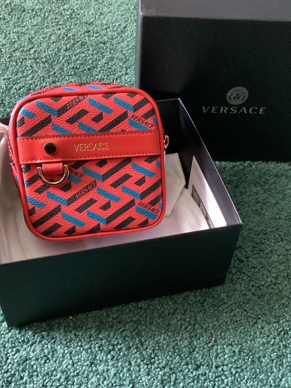 Versace Red Patterned Mini Crossbody Bag (no strap)